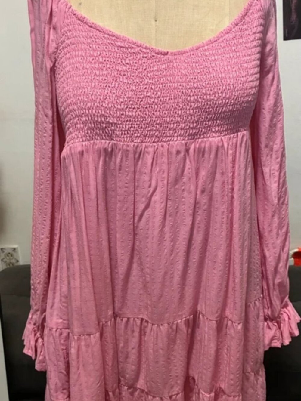pink long sleeve dress